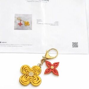 Louis Vuitton Yellow and Red Flower Key Charm with Gold Hardware